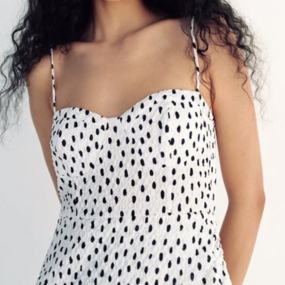 Zara Mini Dress, White with Black dots small - Picture 4 of 7